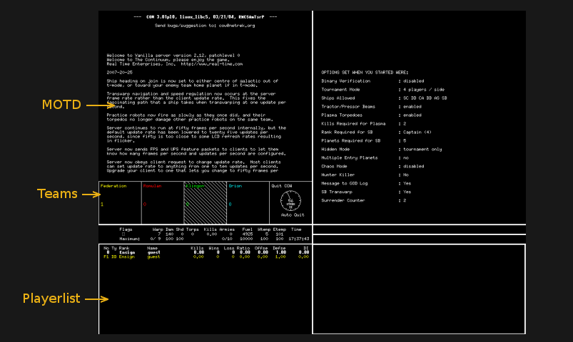 MOTD and team select screen